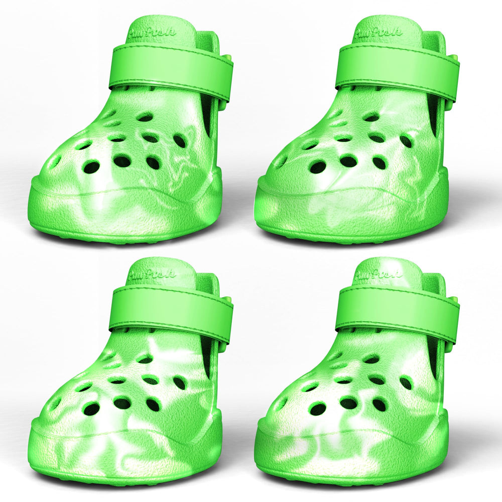 PawPosh zapatillas impermeables y antideslizantes para perros, verde mármol, talla 5 para pavimentos cálidos.