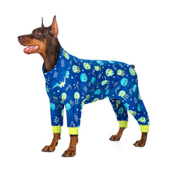 PAWPRINTPAL pijama grande para perro azul con medusas, cómodo y transpirable.
