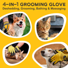 Guantes Pawradise con cepillado profundo para perros y gatos, pelaje suave.