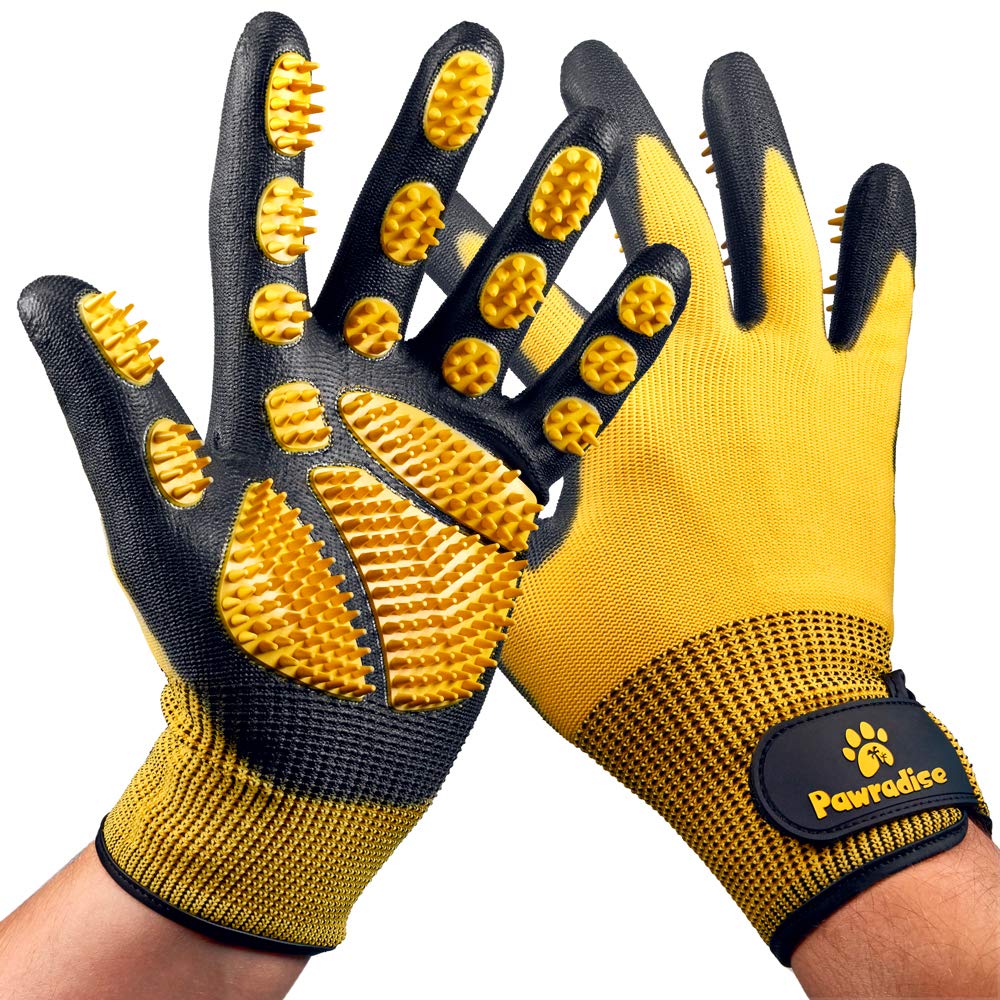 Guantes Pawradise para eliminación de pelo en mascotas, limpieza eficaz.