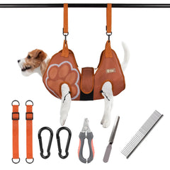 Paws n' Cradle hamaca-peluqueria-perros-gatos ofrece soporte cómodo para sesiones de aseo en casa.