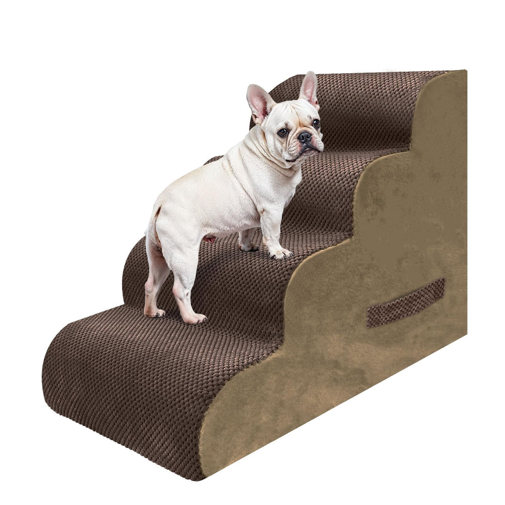 PAWSCRAT escalera para perros de cuatro escalones junto a la cama, acceso cómodo.