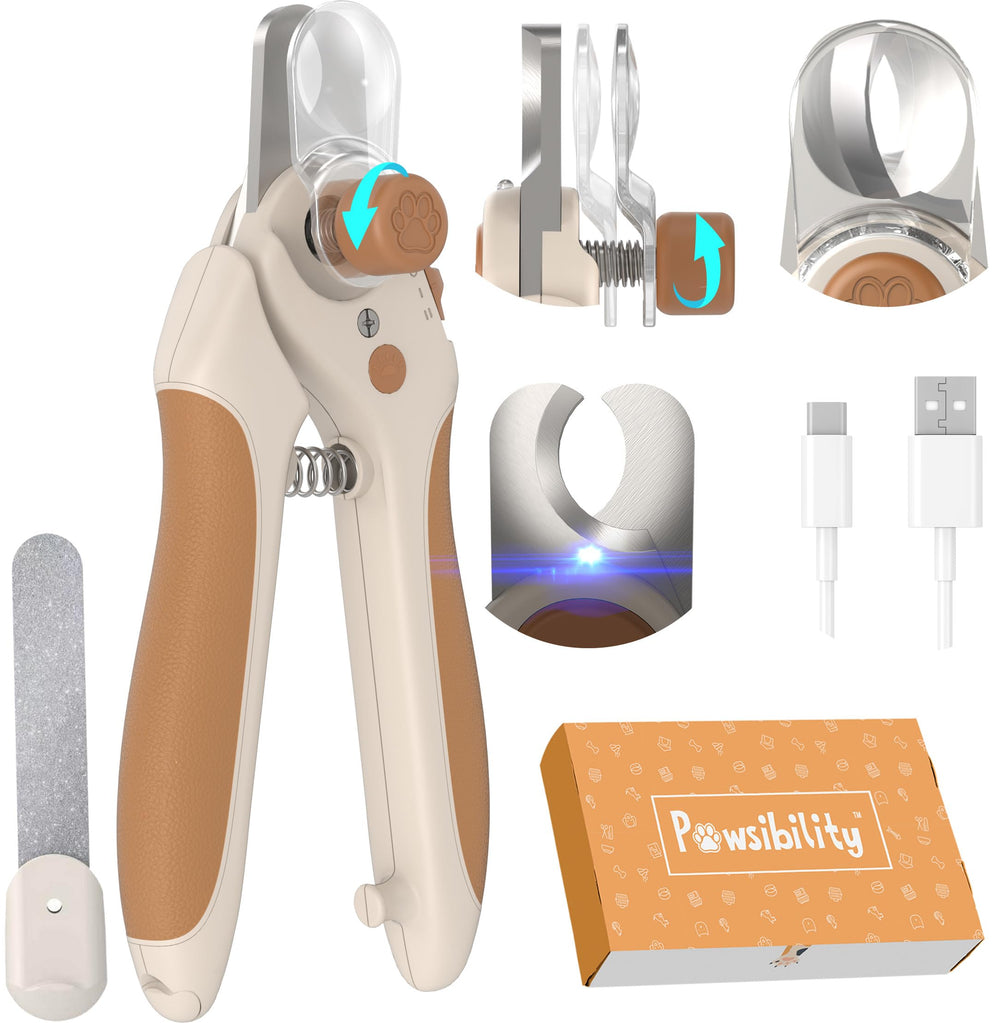 Alicate de uñas Pawsibility con luz LED para visibilidad precisa.