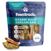 Pawstruck Bizarre Bully Sticks muestra variedad de formas para perros, masticación atractiva.