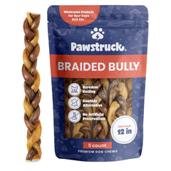 Pawstruck Natural: palitos de res trenzados de 12 pulgadas, opción duradera para perros activos.