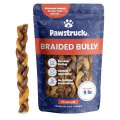 Pawstruck palitos bully trenzados de 9 pulgadas en empaque, masticación duradera