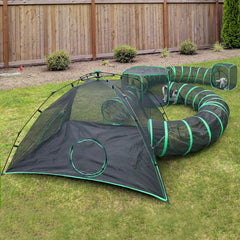 Pawtenda campamento gatos exterior ofrece exploración segura al aire libre.