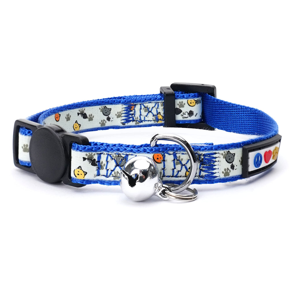 Pawtitas collar gato brillo nocturno azul para localización en la oscuridad