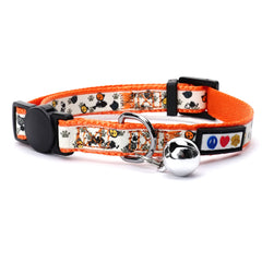 Collar Pawtitas para gato con brillo nocturno naranja para mayor visibilidad