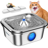 Pawtners fuente de agua para gatos en acero inoxidable con capacidad de 4 litros y acabado plateado.