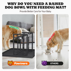 Dos tazones de acero inoxidable de Pawtners para comida y agua.