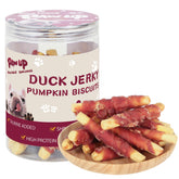 PAWUP palitos de galletas de calabaza con pato para perros pequeños, sabor natural.