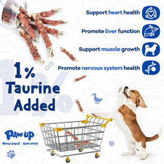 PAWUP trozos de piel de bacalao, primer plano de textura masticable para perros