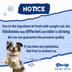 PAWUP Rollos de piel de bacalao con taurina añadida para apoyo cardíaco.