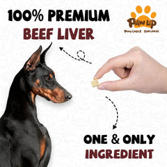 PAWUP trocitos de higado de res, sabor autentico y alto en proteina para perros activos.