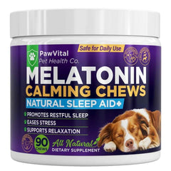 PawVital gomitas melatonina para perros en tarro, ayuda al sueño.