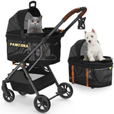 PAWZIDEA cochecito para mascotas 4 en 1 en exterior para paseos cómodos