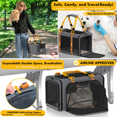 PAWZIDEA Puertas laterales de malla, fácil acceso y buena visibilidad.