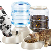Pawzone: dos alimentadores automáticos para gatos y perros, crema, ideal para salidas largas.