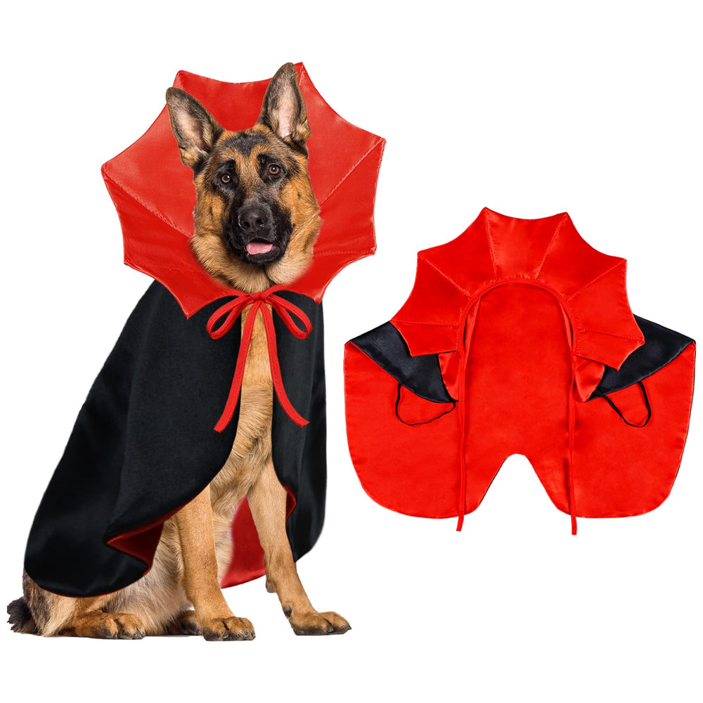PAYHTOW disfraz perro vampiro capa roja negra ideal para fiesta de disfraces y fotos.