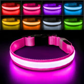 PcEoTllar collar LED para perro con luz arcoíris, mejora visibilidad nocturna.