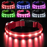 PcEoTllar collar luminoso rojo para perros, visibilidad frontal a larga distancia.
