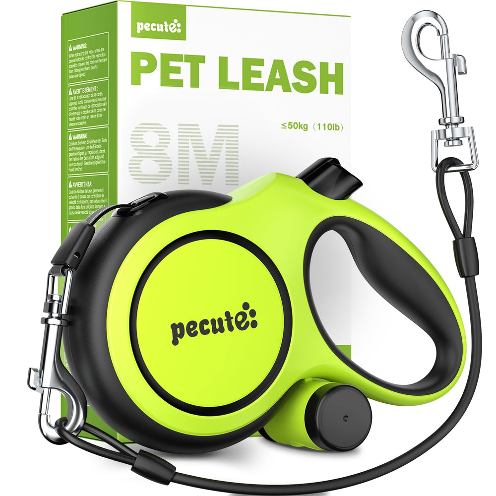 Pecute correa retráctil para perros 26 pies con agarre ergonómico