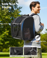 Pecute Mochila para Gato, malla-aire-durable: ventilación constante.