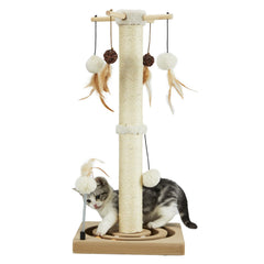 PEEKAB poste rasca gatos con sisal, 30 pulgadas, beige, base estable para interiores.