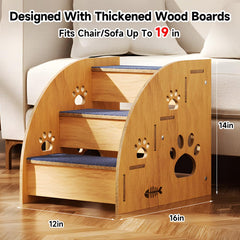 PEITA PET escalones de madera para perros pequeños, elevación suave y estable.