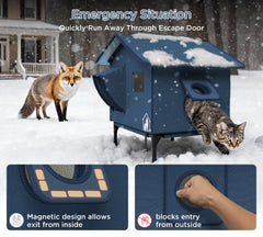 Pelúomoz casa gatos doble puerta de escape, seguridad ante encuentros con depredadores.