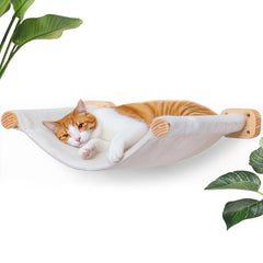 PELUMOZ hamaca de pared para gatos con lona, descanso elevado y cómodo.