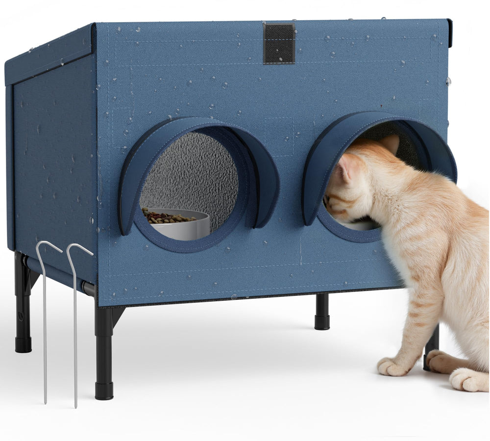 Peluomoz refugio de alimentación exterior para gatos ferales facilita comer al aire libre.
