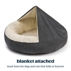 Pelzin Cama Cueva con borde alto de 8 pulgadas para soporte de cabeza.