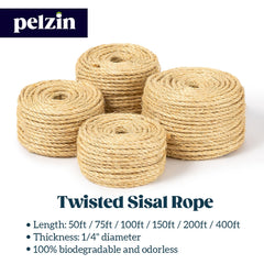 PELZIN cuerda para juguetes de gato, textura durable para mimos felinos.