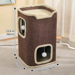 Pempet casa-gato-interior-dos-niveles ofrece espacio adicional para trepar y descansar.