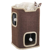 Pempet casa-gato-interior-un-nivel ofrece refugio cómodo para descanso y juego.