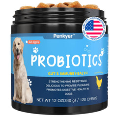 Penkyer Probióticos para Perros, bote de 12 onzas, conserva cepas vivas para la salud digestiva.