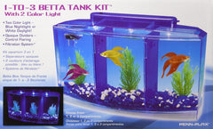 Penn-Plax Deluxe Triple Betta Tank con filtro bajo grava incluido para limpieza fácil.