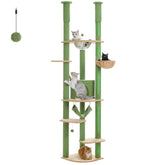 Pequlti arbol-gato piso-techo ajustable verde, ideal para gatos activos y exploradores.