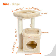 PEQULTI Cat Tree confort suave en cuna espaciosa para descanso.