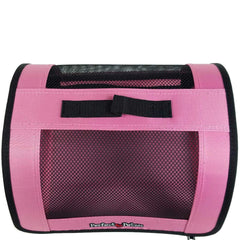 Bolsa transportadora Perfect Petzzz rosada frontal, ideal para llevar tu mascota de peluche con facilidad.