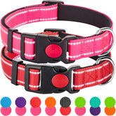 Collar reflectante Perperqer frontal, mejora la visibilidad nocturna en paseos.