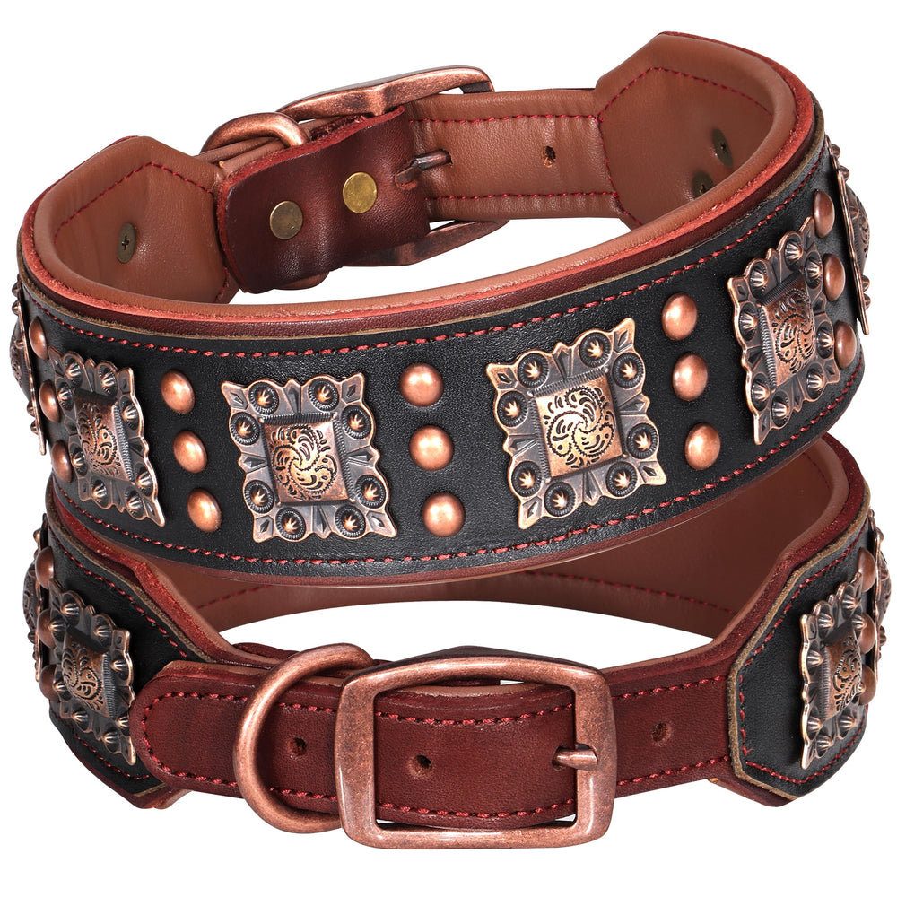 PET ARTIST collar cuero acolchado 2 pulgadas para paseos cómodos.