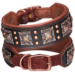 PET ARTIST collar cuero acolchado 2 pulgadas para paseos cómodos.