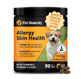 Pet Honesty Allergy Skin Health croquetas en envase, apoyo a la piel.