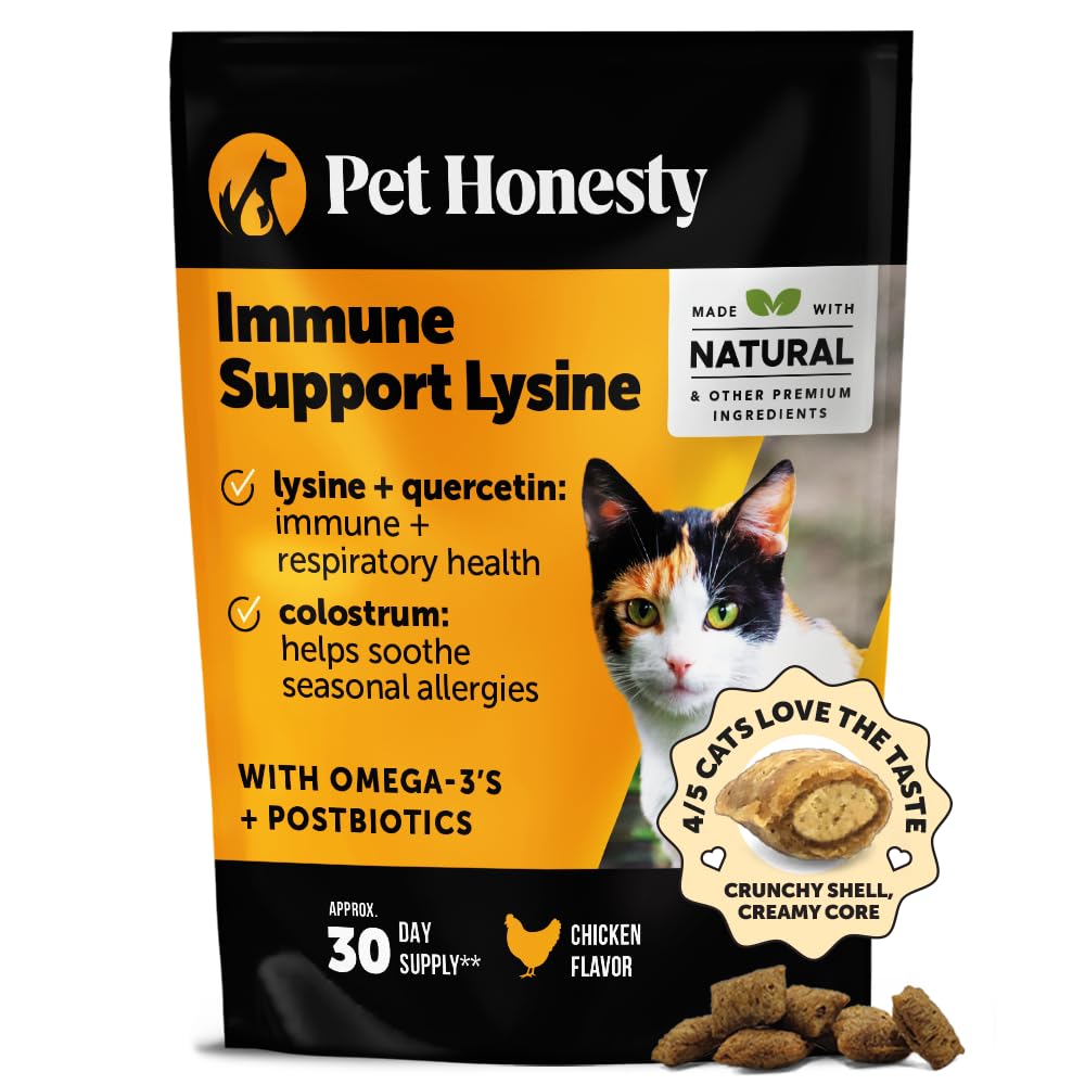 Pet Honesty Gato Lisina, botella, apoyo inmunitario y respiratorio.