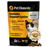 Pet Honesty Gato Lisina, botella, apoyo inmunitario y respiratorio.