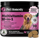 Pet Honesty multivitamínico para perros en botella, apoyo diario a la salud.