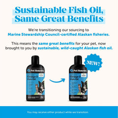 Pet Honesty Omega 3: origen-alaska destacando pesca sostenible.